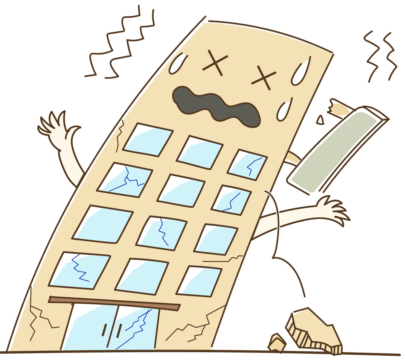 傾いたビル